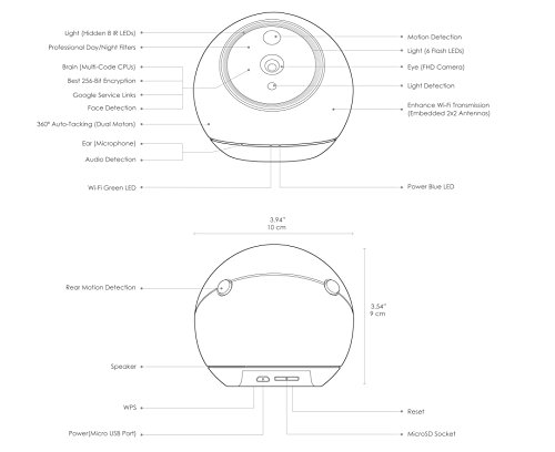 Amaryllo Atom HD Security Roboter-Kamera 360 Grad View in weiß - 4