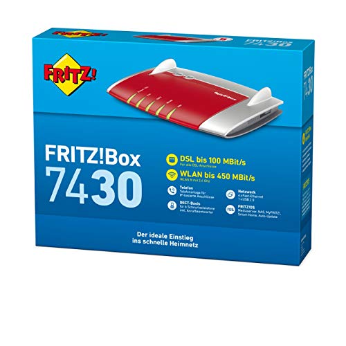 AVM FRITZ!Box 7430 (VDSL-/ADSL2+, WLAN N, 450 MBit/s (2,4 GHz), TK-Anlage für Voice over IP mit DECT-Basis, Mediaserver) geeignet für Deutschland - 3