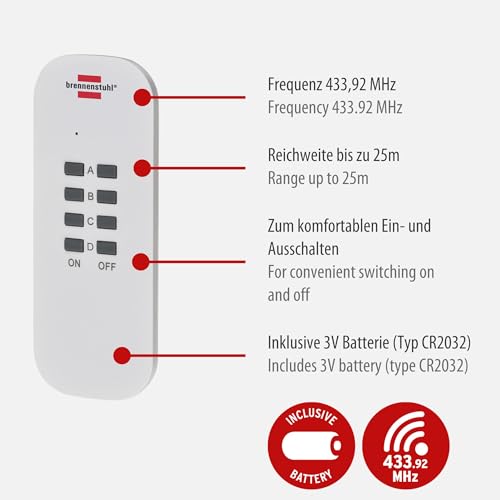 Brennenstuhl Funkschalt-Set RC CE1 4001 – 4er Funksteckdosen Set - 3
