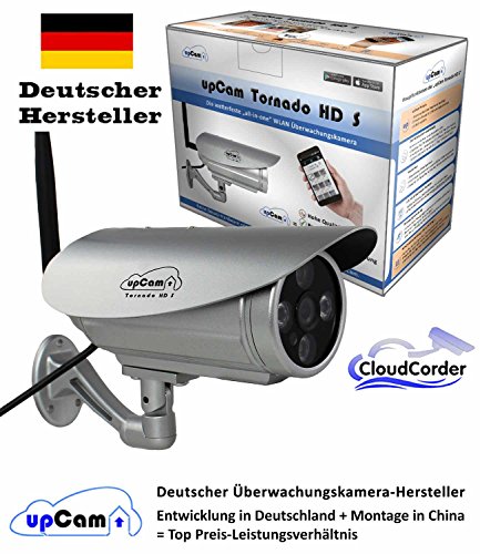 upCam Tornado HD S - IP Kamera mit Nachtsicht Wetterfest / Frost-Sicher für Aussen (FULL HD SONY 1920x1080, WLAN, App, SD Karte, Cloud, Weitwinkel Objektiv, Outdoor IP Cam) - Deutscher Überwachungskamera Hersteller und Support - 2