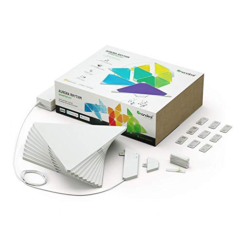 nanoleaf Aurora & Rhythm Starter Kit LED RGBW Farbwechsel-LED & Sound-Modul Starter Set inkl. 9 Panel | App-Steuerung | 16 Millionen Farben | Kompatibel mit Apple HomeKit & Android, google assistant - 6