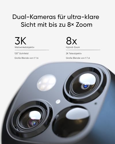 eufy Security SoloCam S340, Kamera Überwachung Aussen, 360°-Überwachung, Keine Toten Winkel, Überwachungskamera Aussen Akku, Solar, 2,4GHz WLAN, Gebührenfreie Nutzung, HomeBase 3 kompatibel - 2