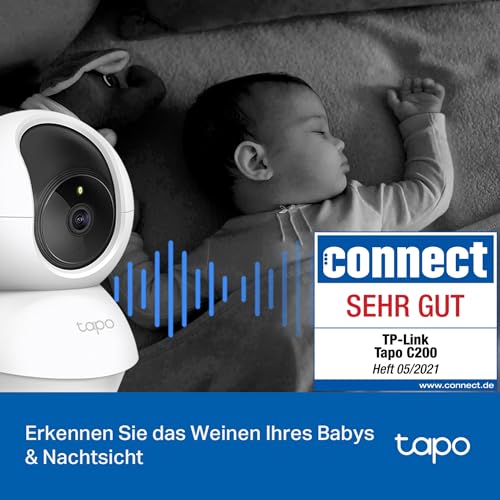Tapo TP-Link C200 360°-WLAN-Überwachungskamera für den Innenbereich, FHD 1080P, Nachtsicht, Bewegungserkennung, Zwei-Wege-Audio, kompatibel mit Alexa und Google Assistant, für Babys/Haustiere - 3