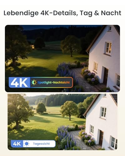 Reolink 4K Überwachungskamera Aussen Solar, 360°/140° Schwenk-/Neige, Auto-Tracking, WLAN Kamera Outdoor Akku mit Farbnachtsicht, 2,4/5GHz WiFi, KI-Erkennung, Argus PT Ultra(Schwarz) +Solarpanel - 2