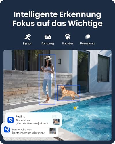 Reolink 4K Überwachungskamera Aussen Solar, 360°/140° Schwenk-/Neige, Auto-Tracking, WLAN Kamera Outdoor Akku mit Farbnachtsicht, 2,4/5GHz WiFi, KI-Erkennung, Argus PT Ultra(Schwarz) +Solarpanel - 4