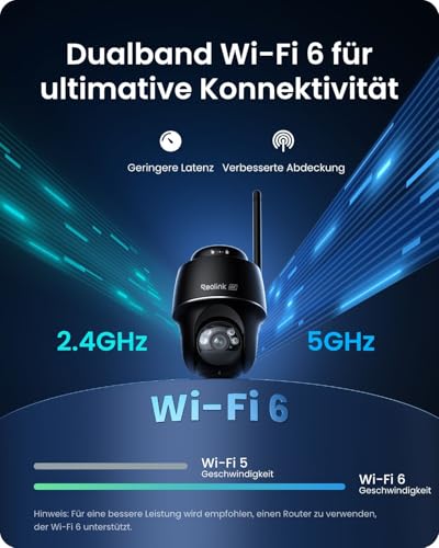Reolink 4K Überwachungskamera Aussen Solar, 360°/140° Schwenk-/Neige, Auto-Tracking, WLAN Kamera Outdoor Akku mit Farbnachtsicht, 2,4/5GHz WiFi, KI-Erkennung, Argus PT Ultra(Schwarz) +Solarpanel - 6