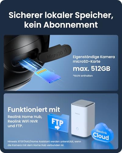 Reolink 4K Überwachungskamera Aussen Solar, 360°/140° Schwenk-/Neige, Auto-Tracking, WLAN Kamera Outdoor Akku mit Farbnachtsicht, 2,4/5GHz WiFi, KI-Erkennung, Argus PT Ultra(Schwarz) +Solarpanel - 8