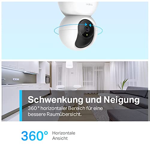 Tapo TP-Link C210 WLAN IP Kamera Überwachungskamera (Linsenschwenkung und Neigung, 3MP-Auflösung, 2-Wege-Audio, Nachtsicht zu 9m, bis zu 256 GB lokaler Speicher) Weiß/Schwarz, 1 Stück (1er Pack) - 2