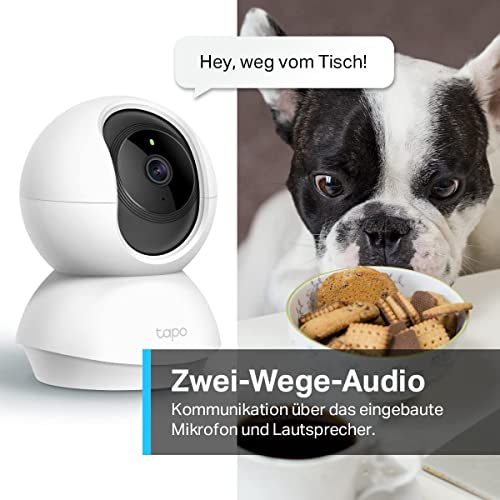 Tapo TP-Link C210 WLAN IP Kamera Überwachungskamera (Linsenschwenkung und Neigung, 3MP-Auflösung, 2-Wege-Audio, Nachtsicht zu 9m, bis zu 256 GB lokaler Speicher) Weiß/Schwarz, 1 Stück (1er Pack) - 5