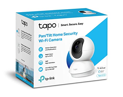 Tapo TP-Link C210 WLAN IP Kamera Überwachungskamera (Linsenschwenkung und Neigung, 3MP-Auflösung, 2-Wege-Audio, Nachtsicht zu 9m, bis zu 256 GB lokaler Speicher) Weiß/Schwarz, 1 Stück (1er Pack) - 6