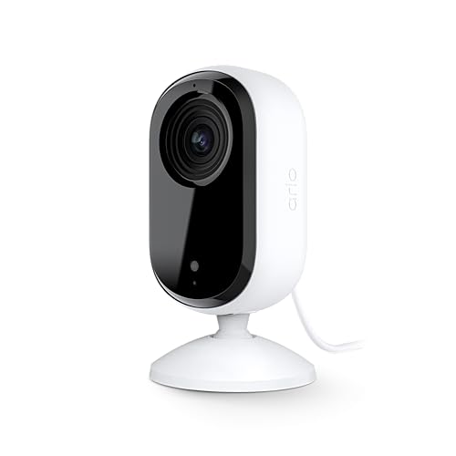 Arlo Indoor Überwachungskamera Innen, 2er Set, HD Video, 2-Wege-Audio, Bewegungsmelder, Kabelgebunden, Ideal Als Babyphone, Haustierkamera, Hausüberwachung + Arlo Secure Plan Testzeitraum, Weiß - 2