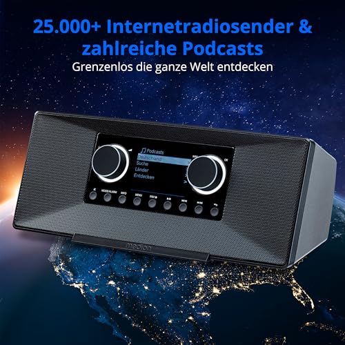 MEDION P85333 Internetradio mit DAB+ (WLAN, UKW, Spotify Connect, Amazon Music, DLNA, USB, Kopfhörer-Anschluss, AUX, Stereo Line-Out Cinch, Sleep Timer) schwarz - 2