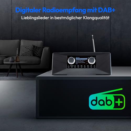 MEDION P85333 Internetradio mit DAB+ (WLAN, UKW, Spotify Connect, Amazon Music, DLNA, USB, Kopfhörer-Anschluss, AUX, Stereo Line-Out Cinch, Sleep Timer) schwarz - 3
