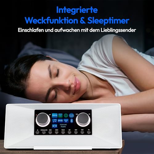 MEDION P85333 Internetradio mit DAB+ (WLAN, UKW, Spotify Connect, Amazon Music, USB, Kopfhörer-Anschluss, AUX, Stereo Line-Out Cinch, Sleep Timer) weiß - 5