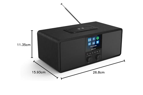 Philips R8805/10 Internetradio mit DAB+ & UKW | Spotify Connect & Bluetooth Streaming | Kabelloses Qi-Ladepad & USB-Anschluss | Wecker & Sleeptimer - 8