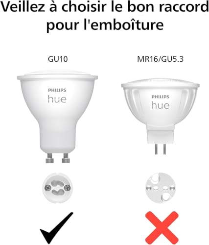 Philips Hue Starterpaket – GU10 – mit 6 Spots – Warm- bis Kaltweißes Licht – Inkl. 1 Hue Bridge – Hue White Ambiance warmweißes- bis katlweißes Licht, smarte Lichtsteuerung über Sprache und App - 6