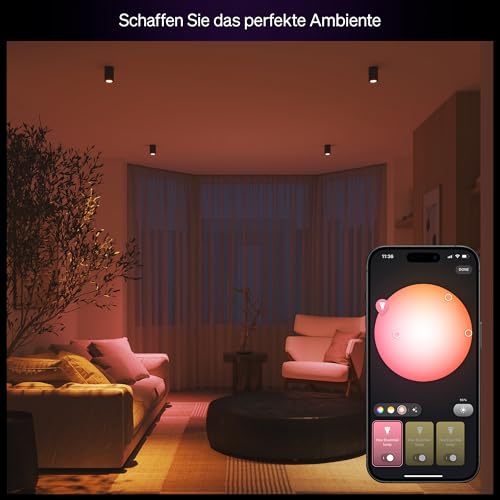 Philips Hue Essential Starter-Set: Bridge + 3 Essential GU10 smarte Lampe + Smart Button, White und Color Ambiance, 2200-6500K, dimmbar, funktioniert mit Alexa, Google Assistant, Apple Home - 4