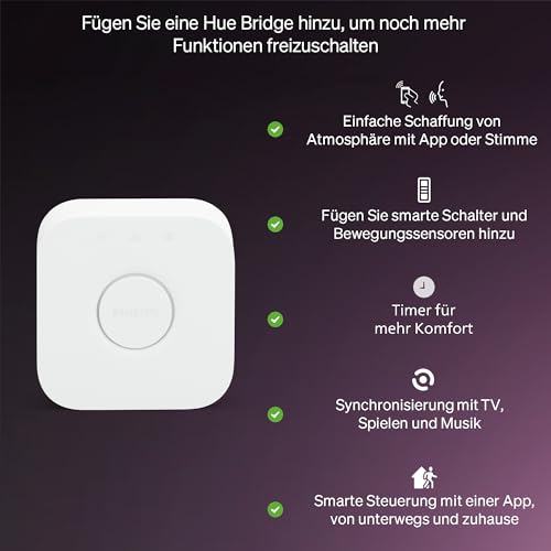 Philips Hue Essential Starter-Set: Bridge + 3 Essential GU10 smarte Lampe + Smart Button, White und Color Ambiance, 2200-6500K, dimmbar, funktioniert mit Alexa, Google Assistant, Apple Home - 7