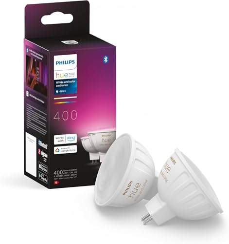 Philips Hue Starterpaket - GU5.3 - mit 2 Spots (MR16) - 12V - Weißes und Farbiges Licht - Inkl. 1 Hue Bridge - Hue White and Color Ambiance - 3