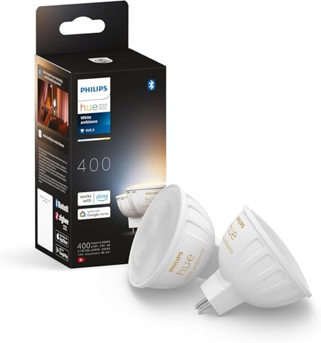 Philips Hue Starterpaket GU5.3 mit 4 Spots (MR16) 12V Warm- bis Kaltweißes Licht Inkl. 1 Hue Bridge Hue White Ambiance Lichtsystem mit allen Weißtönen, smarte Lichtsteuerung über Sprache und App - 3