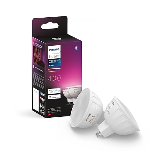 Philips Hue Starterpaket White and Color Ambiance GU5.3-2 Hue Lampen, Dimmer Switch und Bridge - Einfache Installation - Funktioniert mit Alexa und Google Home - 8