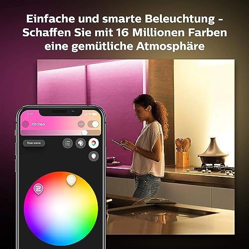 Philips Hue White & Color Ambiance E27 2er Starter Set inkl.Hue Bridge + 2m Lightstrip Basis, 2x806lm, bis zu 16 Mio. Farben, dimmbar, steuerbar via App, kompatibel mit Amazon Alexa (Echo, Echo Dot) - 3