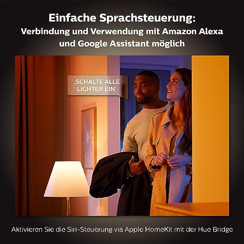 Philips Hue White & Color Ambiance E27 2er Starter Set inkl.Hue Bridge + 2m Lightstrip Basis, 2x806lm, bis zu 16 Mio. Farben, dimmbar, steuerbar via App, kompatibel mit Amazon Alexa (Echo, Echo Dot) - 7