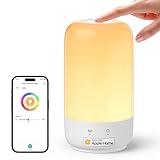 Meross Smart LED Nachttischlampe Touch Dimmbar Funktioniert mit Apple HomeKit, Farbwechsel WLAN LED Nachtlampe Funktioniert mit Alexa und Google Home, RGBWW Nachtlicht mit Timing für Wohnzimmer