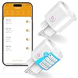 SURFOU WLAN Steckdose mit Strommessgerät, Smart Home Zeitschaltuhr Steckdose, 2.4 GHz WiFi Smart Plug Funktioniert mit Alexa, Google Home, Sprachsteuerung, Fernzugriff, Kein Hub Notwendig, 2 Packs