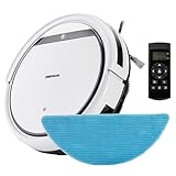 MEDION Saugroboter mit Wischfunktion E32 SW (2in1 Roboterstaubsauger für Böden Fliesen, Tierhaare Allergiker optimiert, Fernbedienung, Ladestation)